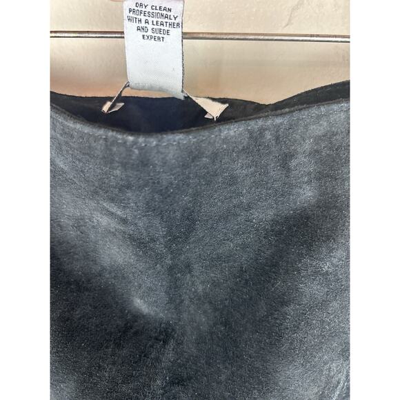 Cabi Sz 8 Black Suede Patchwork Midi Skirt Whimsical Witchy Western Handkerchief - Picture 12 of 16